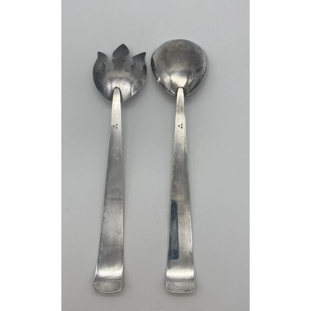 Three Crowns Silversmith Ingrid Silverplate Salad Serving Fork and Spoon Set